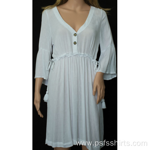 Long Sleeve with Tassels Design Short Dress